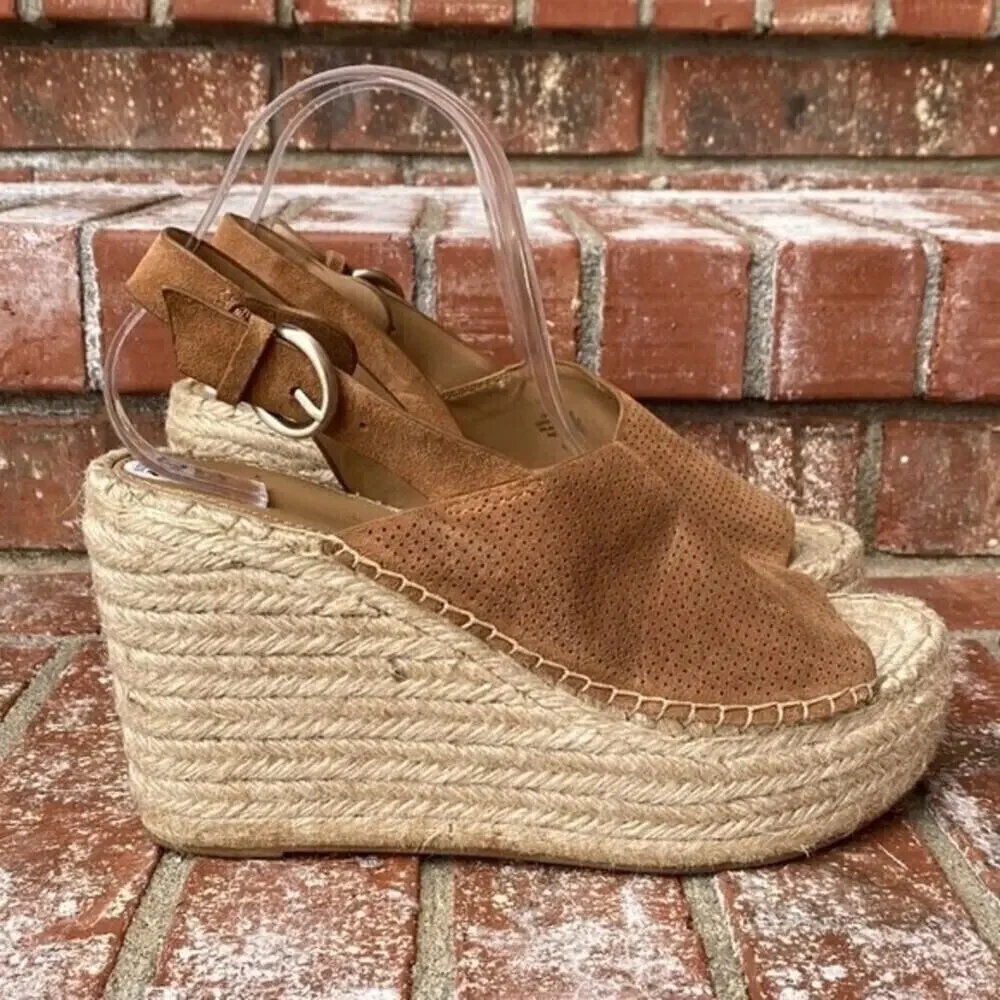 MARC FISHER Andela Women's Size 10 Brown Espadrille Platform Wedge Sandals NWOT